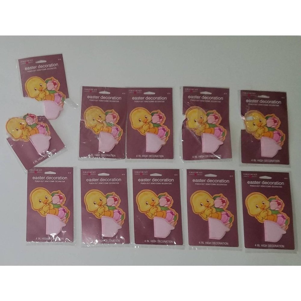 VTG 11 Chick Easter Decoration 4" Punch Out Honeycomb Lot American Greetings